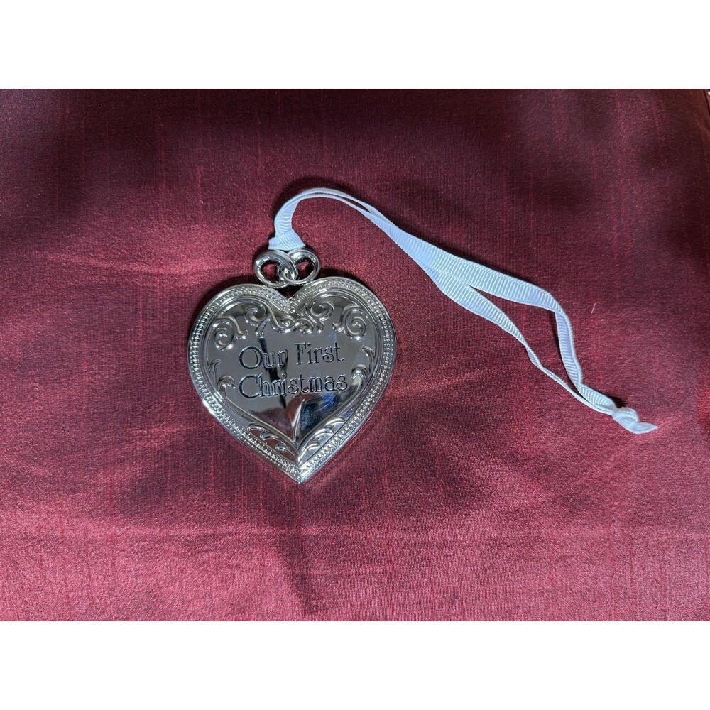 Things Remembered Our First Christmas Photo Ornament Heavy Quality Chrome Finish